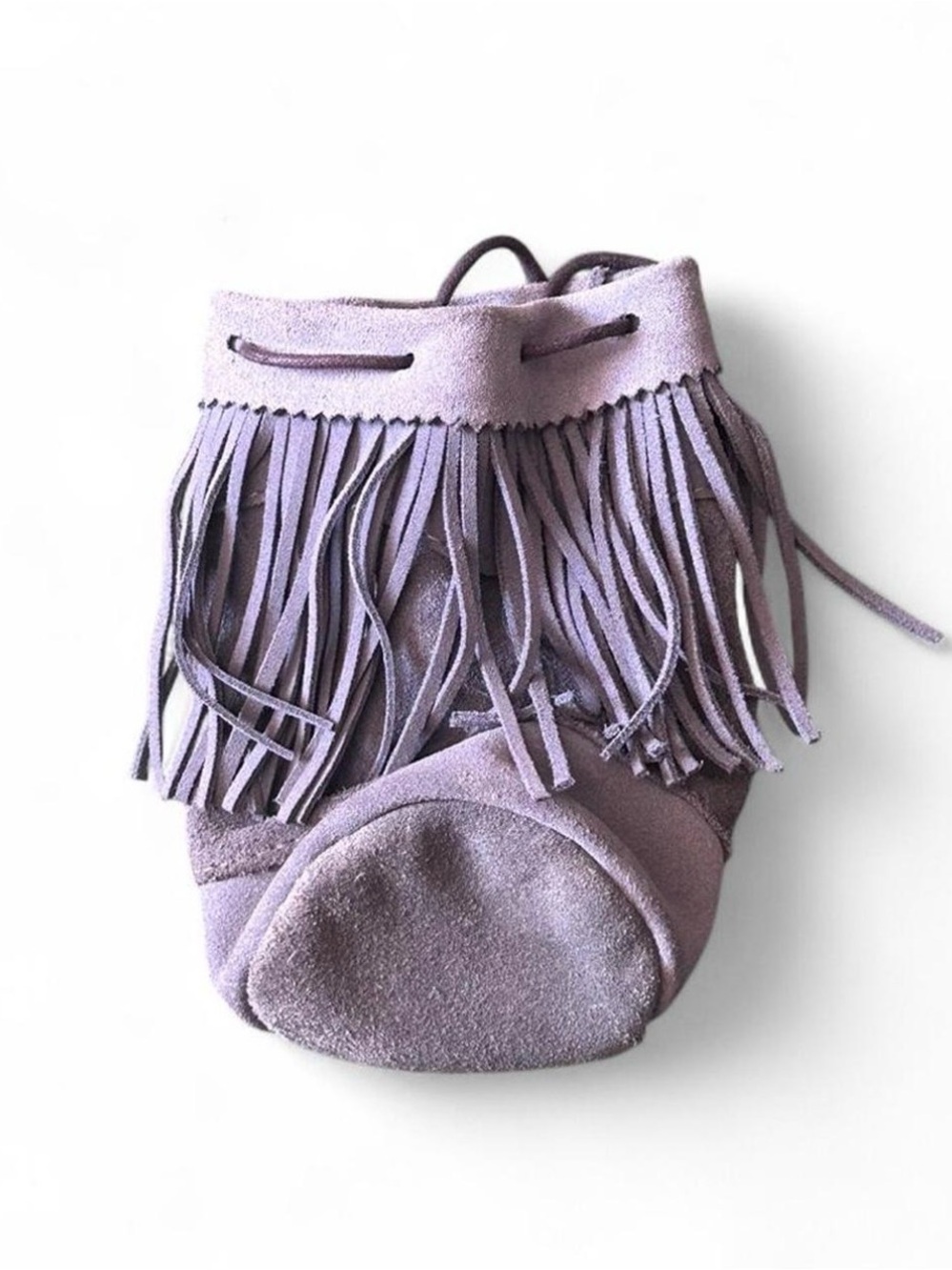 Gray Suede Fringe Mini Bag